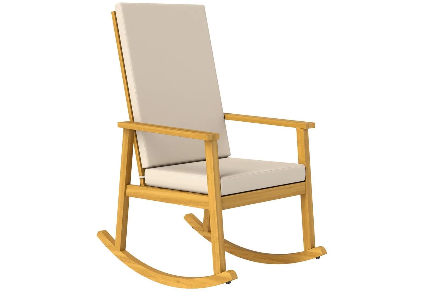 Outsunny Schaukelstuhl mit hoher Rückenlehne und Kissen Beige