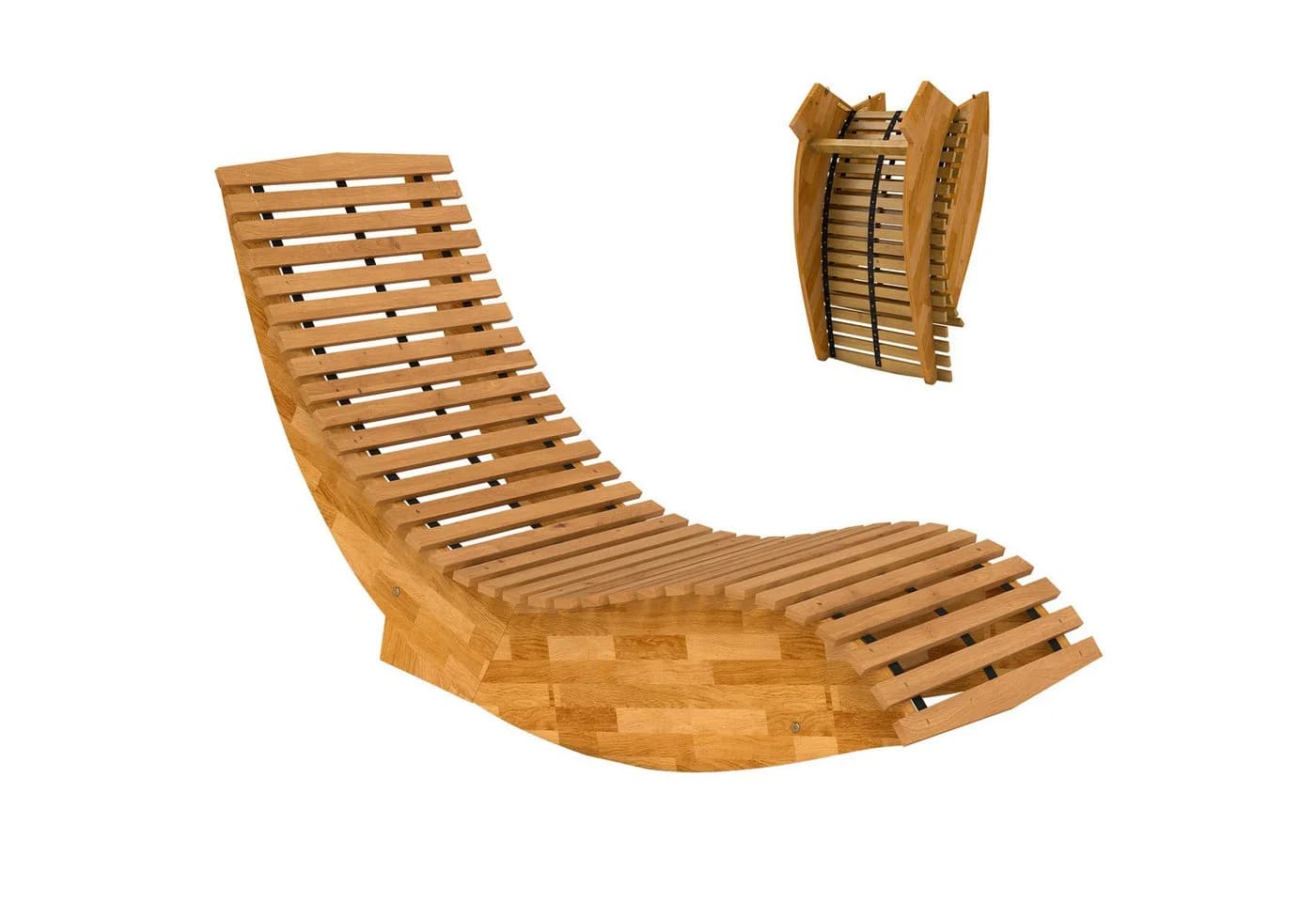 Outsunny Schaukelstuhl S-Form Akazienholz Klappbar