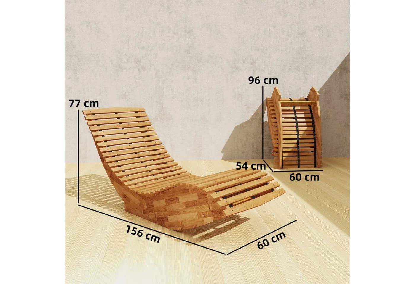 Outsunny Schaukelstuhl S-Form Akazienholz Klappbar - Bild 3