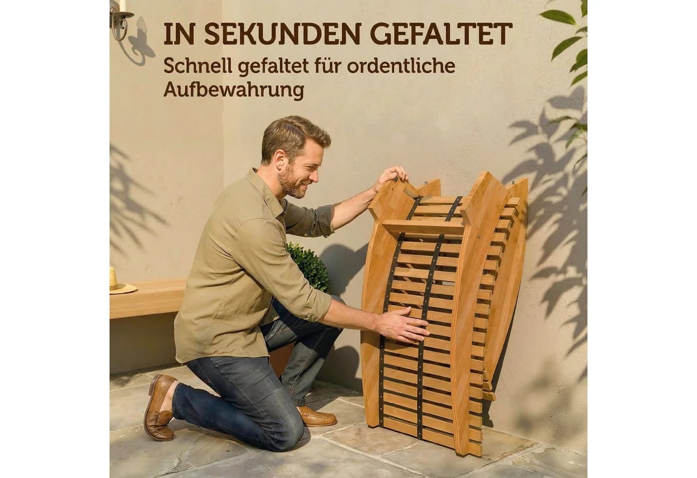 Outsunny Schaukelstuhl S-Form Akazienholz Klappbar - Bild 5