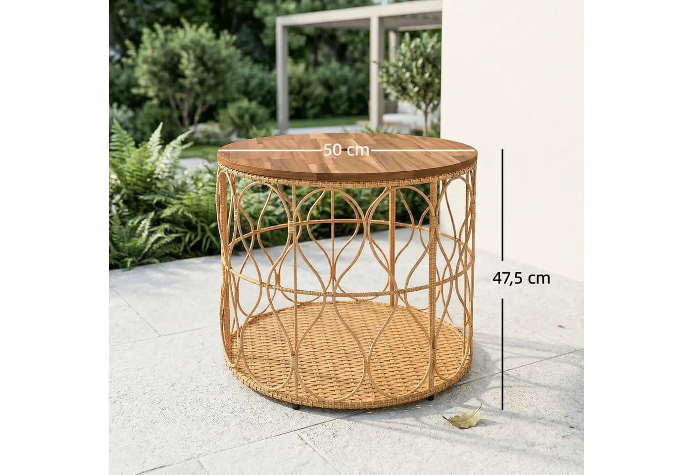 Outsunny Beistelltisch Rattanoptik Akazienholz Beige - Bild 3