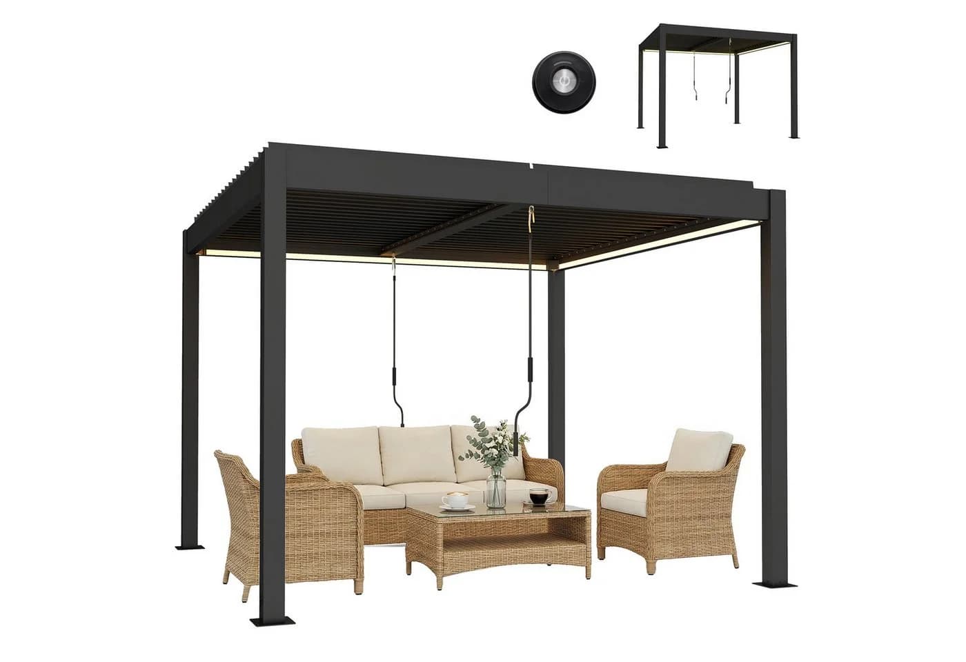 Outsunny Pergola mit LED-Beleuchtung und Fernbedienung