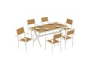 Outsunny Garten-Essgruppe 7-tlg. Weiß/Teak Aluminium Kunstholz Bild 1