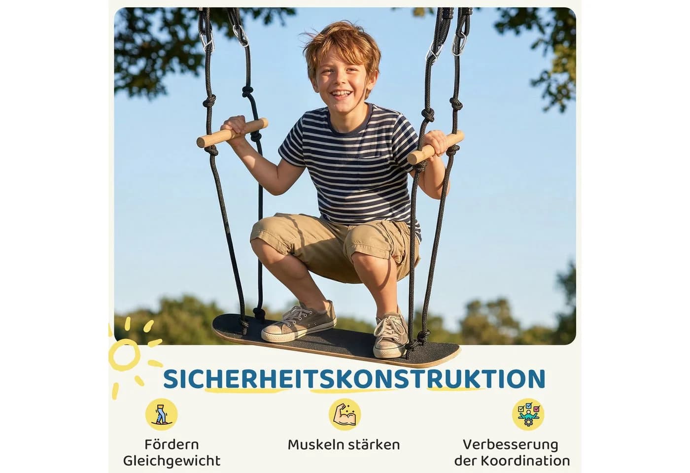 AIYAPLAY Kinderschaukel Schwarz Verstellbar Rutschfest - Bild 4