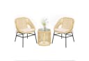 Outsunny Bistro-Set 3-tlg. Beige PE-Rattan mit Glastisch & Kissen Bild 1