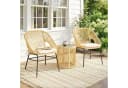 Outsunny Bistro-Set 3-tlg. Beige PE-Rattan mit Glastisch & Kissen Bild 2