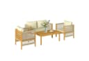 Outsunny Gartenlounge-Set 4-tlg. Beige Akazienholz mit Kissen Bild 1