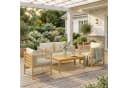 Outsunny Gartenlounge-Set 4-tlg. Beige Akazienholz mit Kissen Bild 2