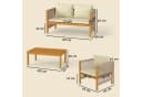 Outsunny Gartenlounge-Set 4-tlg. Beige Akazienholz mit Kissen Bild 3