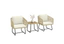 Outsunny Bistro-Set 3-tlg. mit 2 Sesseln und Akazienholztisch Beige/Weiß Bild 1