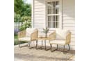 Outsunny Bistro-Set 3-tlg. mit 2 Sesseln und Akazienholztisch Beige/Weiß Bild 2