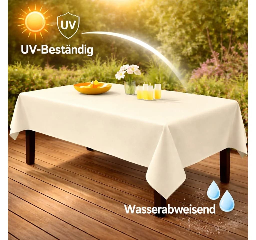 Stoffschmiede Gartentischdecke Beige Wasserabweisend UV-Schutz