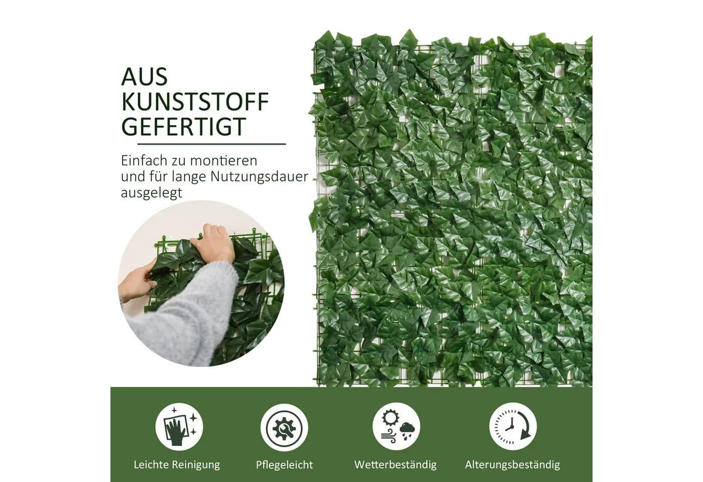 furnicato Kunsthecke Dunkelgrün UV-beständig Sichtschutz - Bild 3
