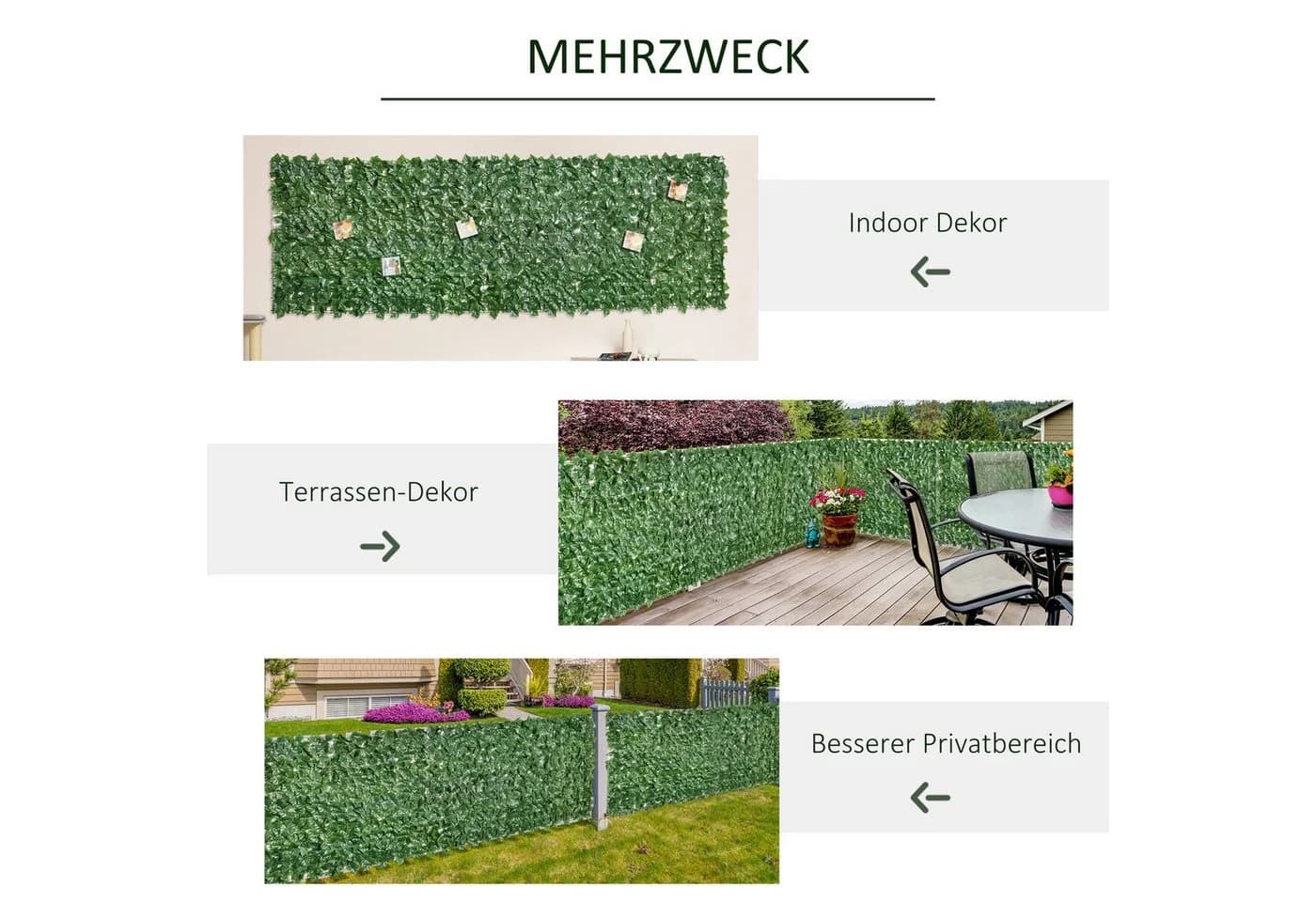 furnicato Kunsthecke Dunkelgrün UV-beständig Sichtschutz - Bild 4