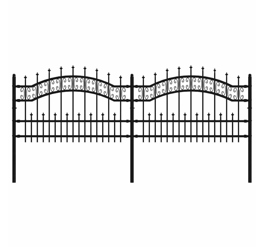 furnicato Gartenzaun Kampen Schwarz Pulverbeschichteter Stahl