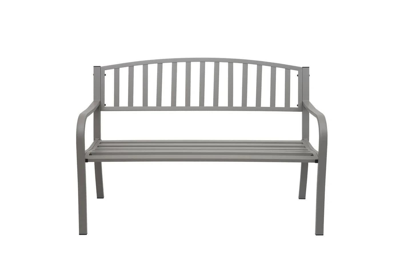 PROREGAL® Gartenbank 2-Sitzer Grau Pulverbeschichteter Stahl
