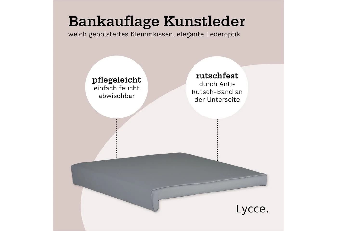 Lycce Klemmkissen Bankauflage Kunstleder 35cm Klemmtiefe - Bild 3