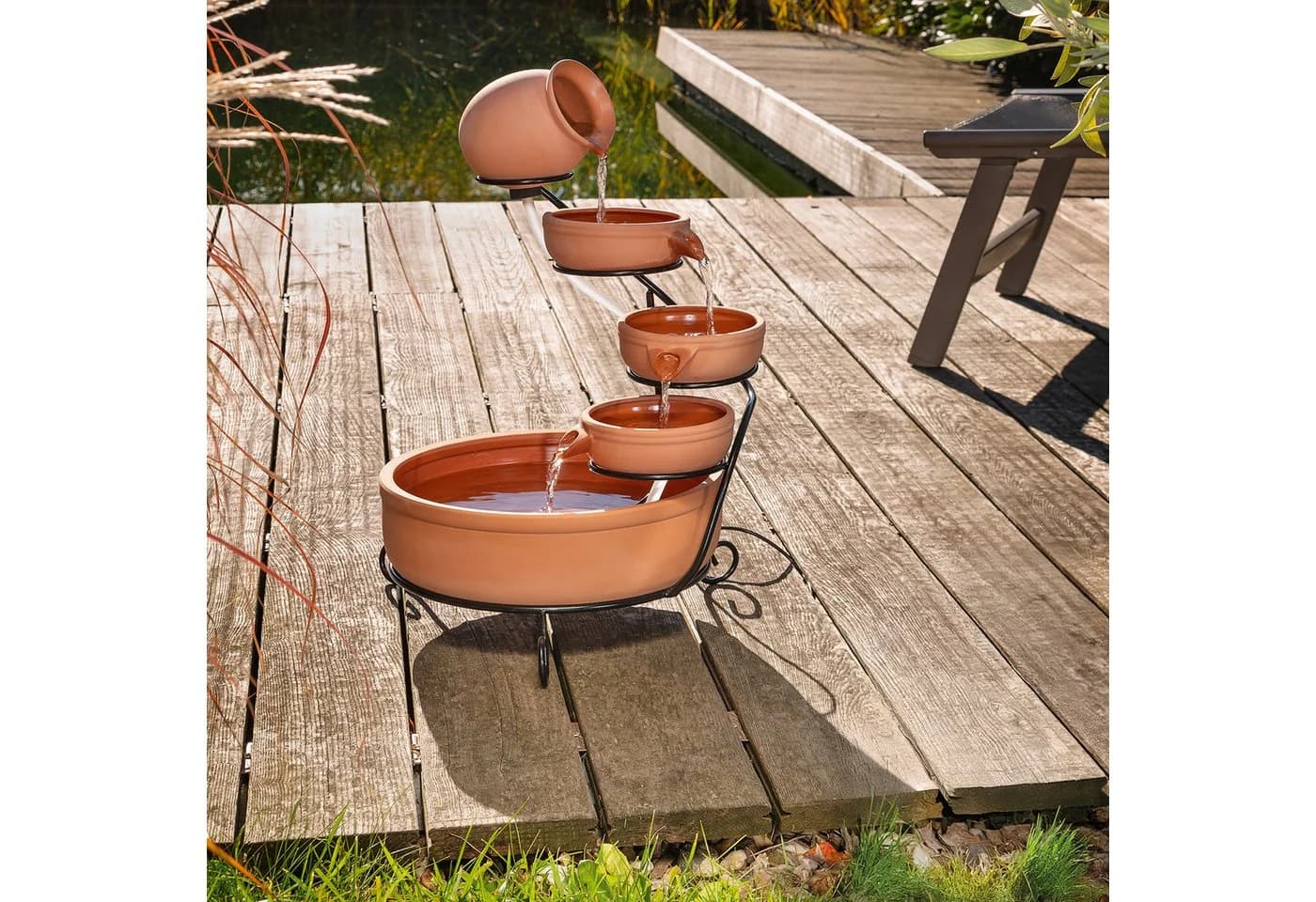 esotec Solar Kaskadenbrunnen Livorno Keramik Terrakotta - Bild 2