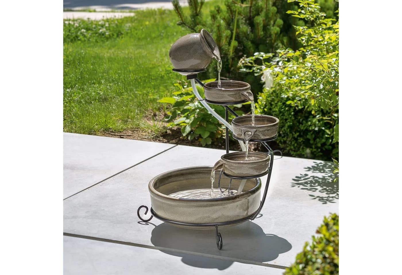 Esotec Gartenbrunnen Solar Kaskadenbrunnen Firenze Keramik Grau - Bild 2