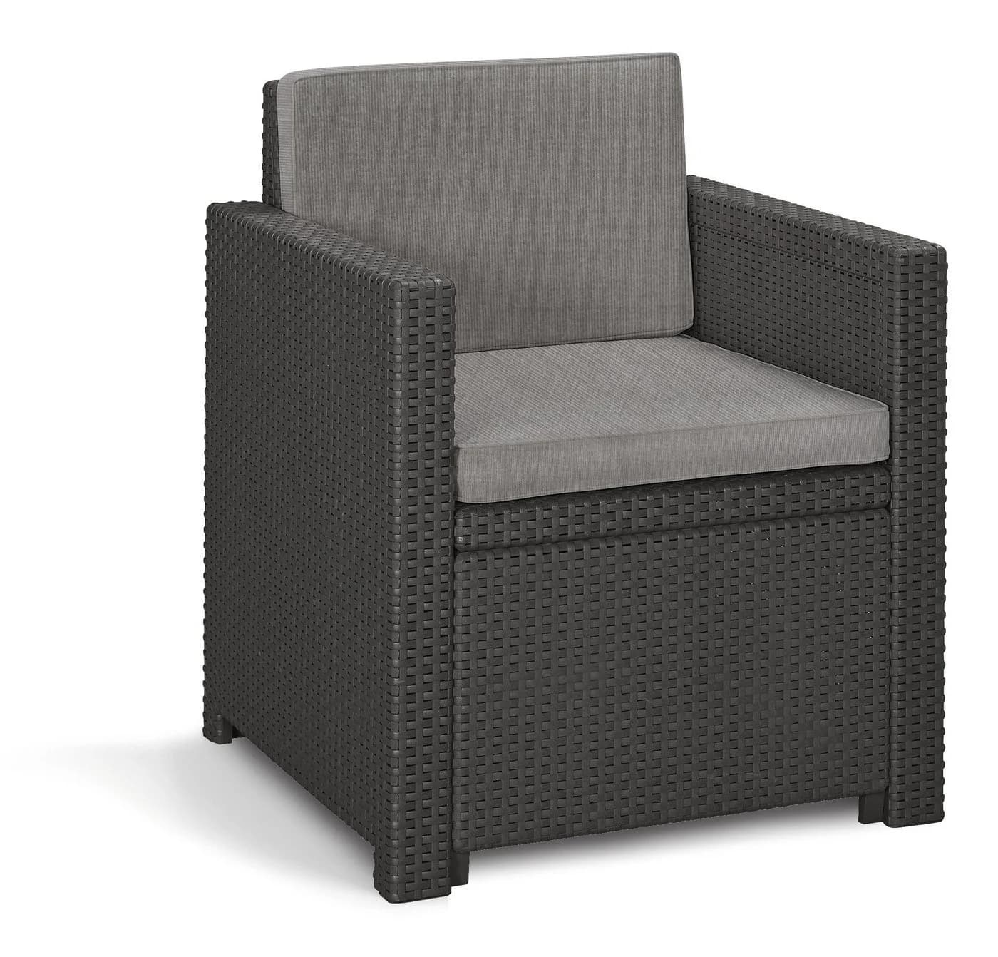 Keter Loungeset Victoria 4-tlg. mit Lyon Tisch Rattanoptik Anthrazit