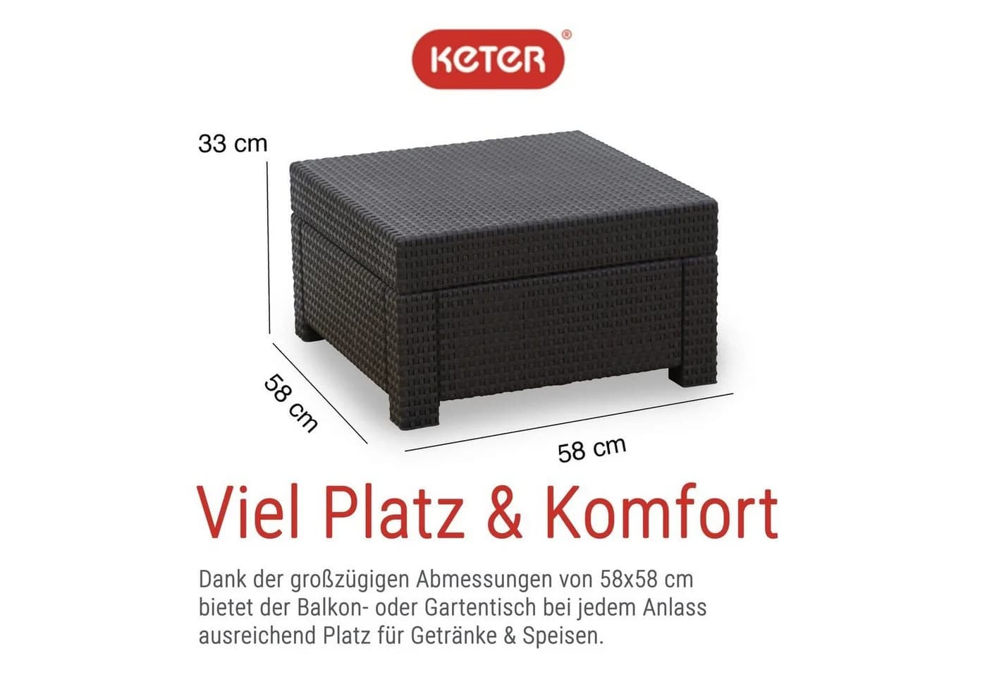 Keter Gartentisch Provence Anthrazit Wetterfest Polypropylen - Bild 3