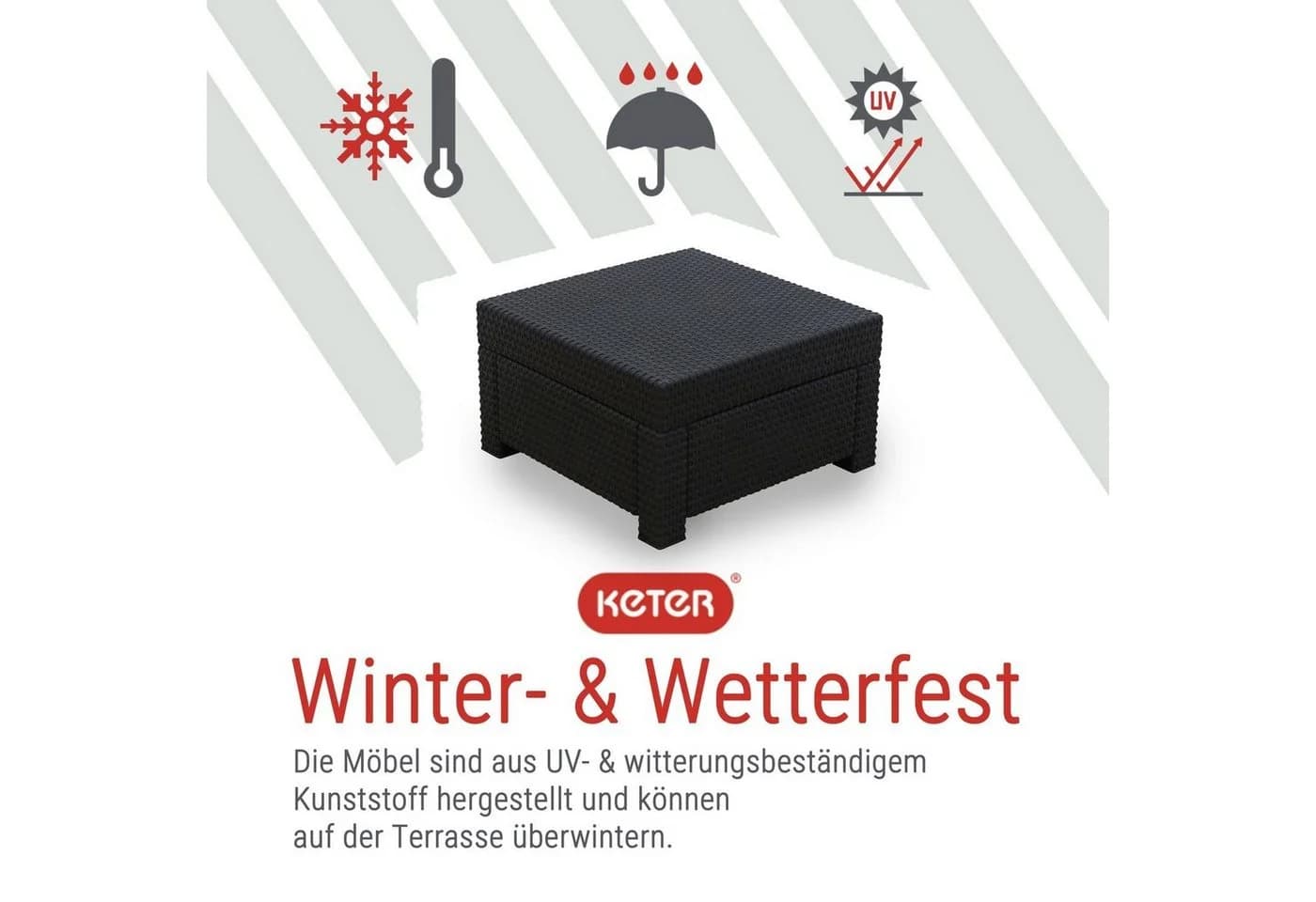 Keter Gartentisch Provence Anthrazit Wetterfest Polypropylen - Bild 4