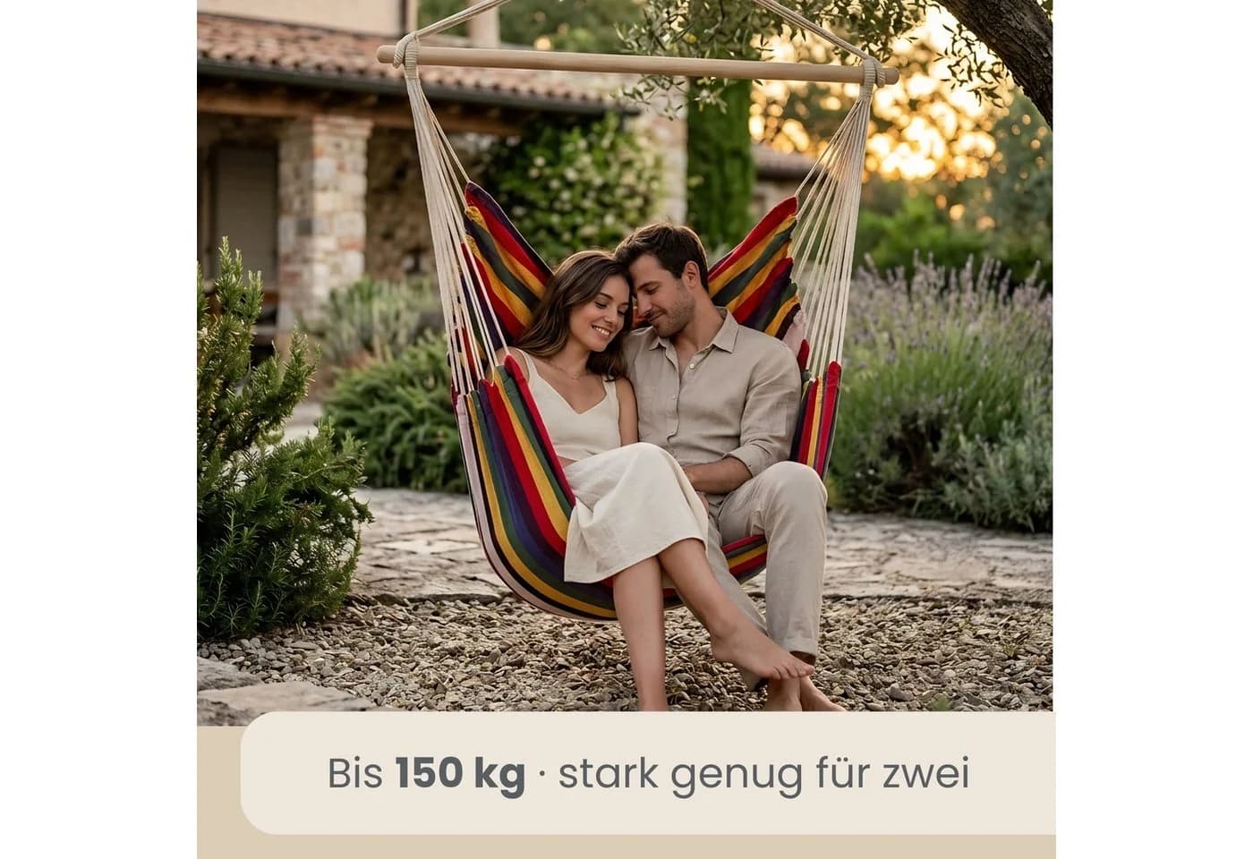 AMANKA XXL Hängesessel 185x130cm Baumwolle 2 Personen 360° Swivel - Bild 3