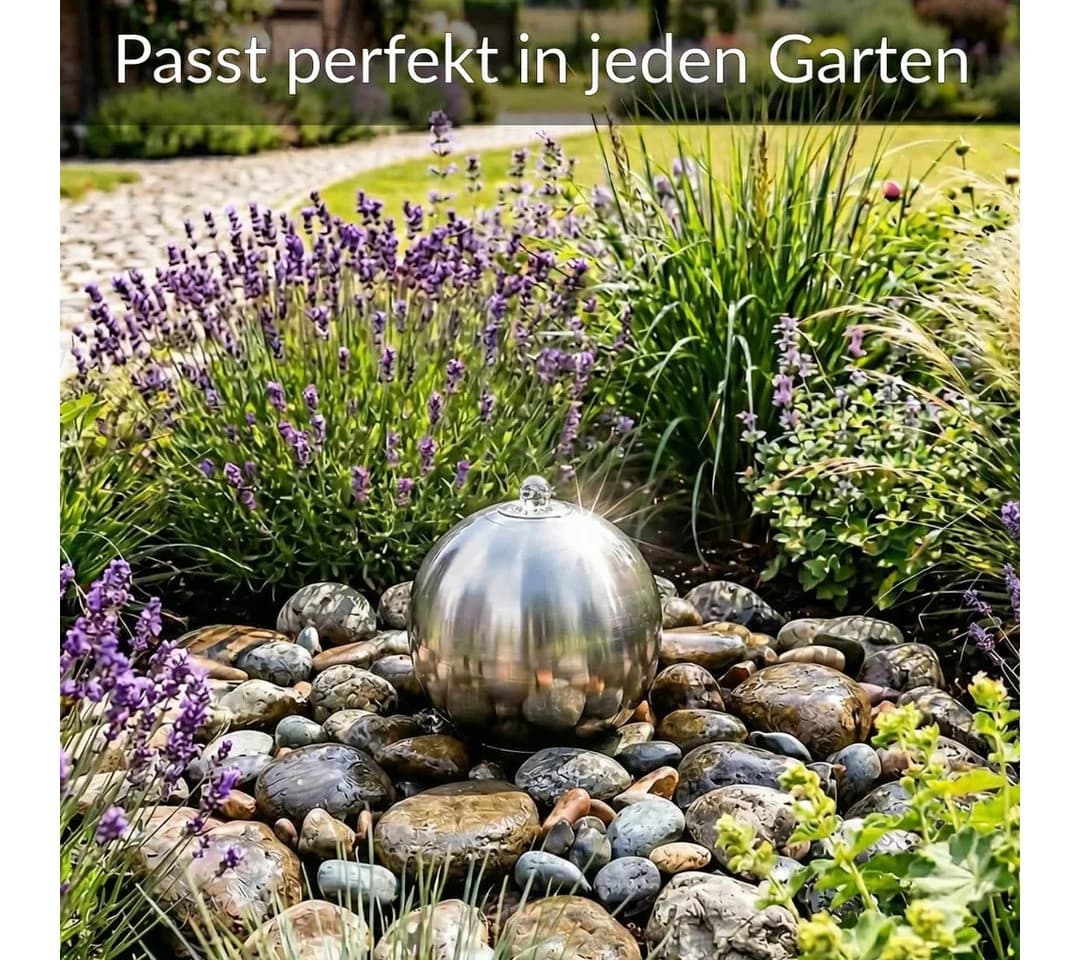 INTERGARDEN Edelstahl-Kugelbrunnen 20 cm Matt Gebürstet - Bild 5