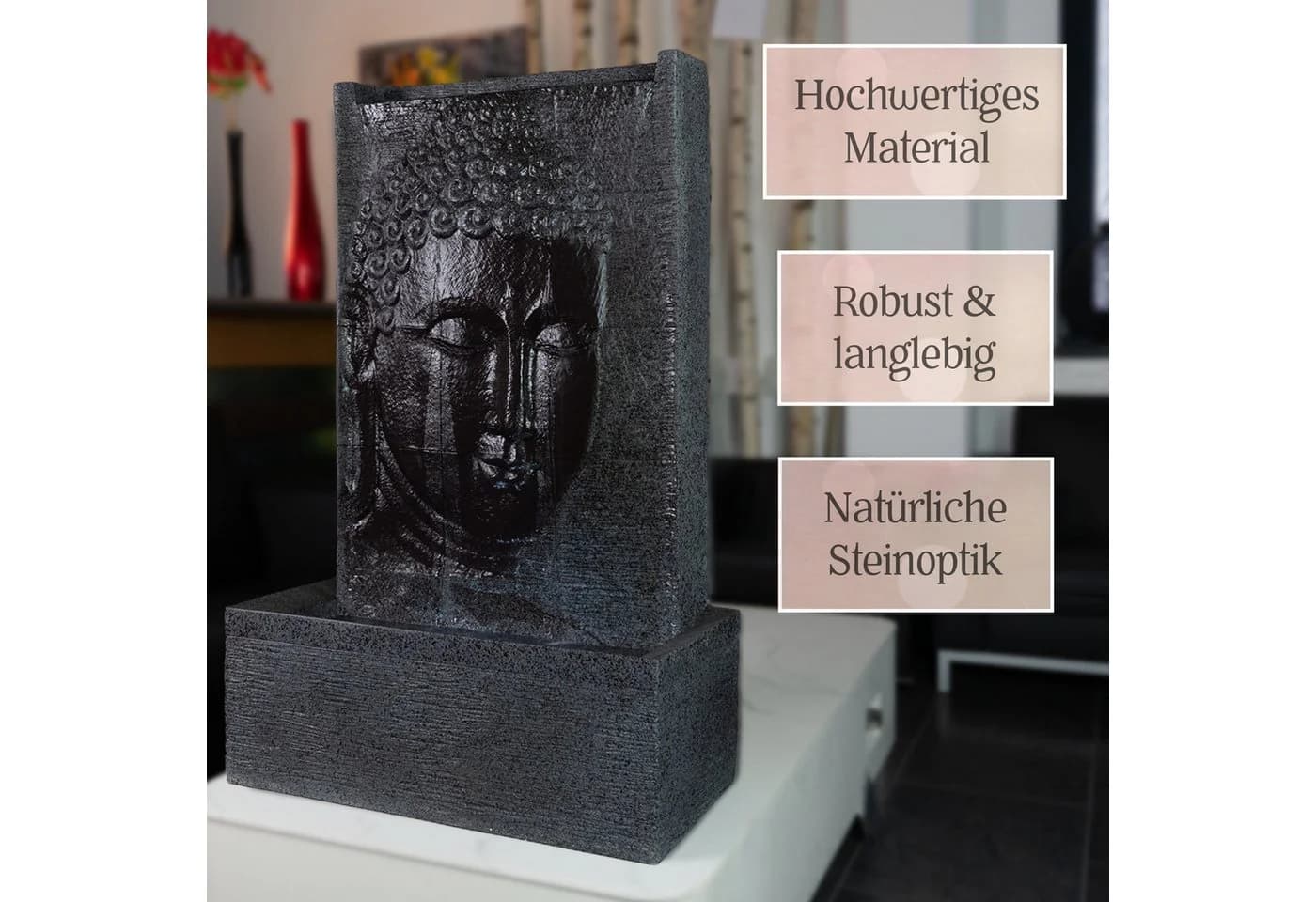 INTERGARDEN Zimmerbrunnen Buddha Polyresin mit LED-Beleuchtung