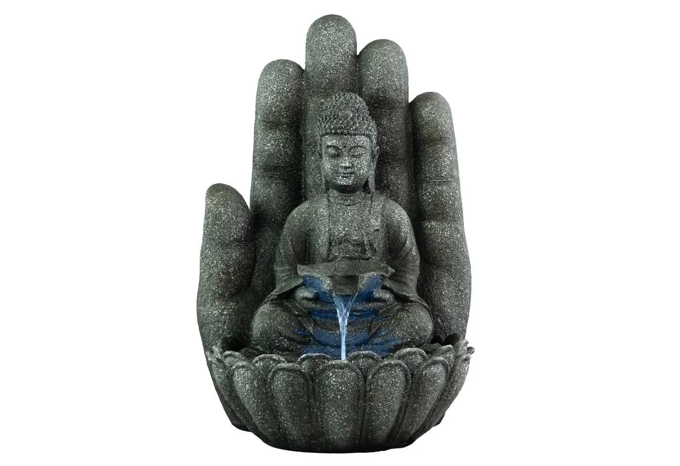 INTERGARDEN Zimmerbrunnen Buddha mit LED-Beleuchtung Polyresin - Bild 2