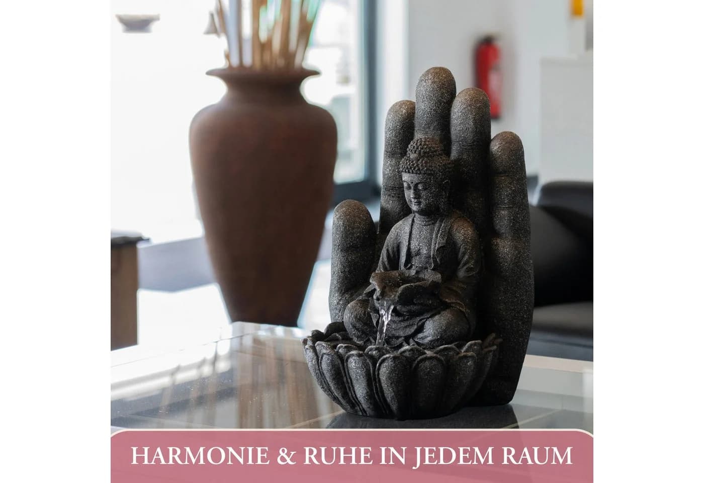 INTERGARDEN Zimmerbrunnen Buddha mit LED-Beleuchtung Polyresin - Bild 4