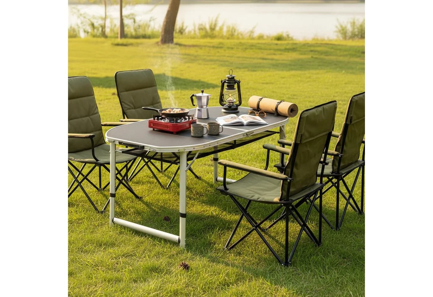 CampFeuer Campingtisch 6 Plätze Faltbar Höhenverstellbar Aluminium