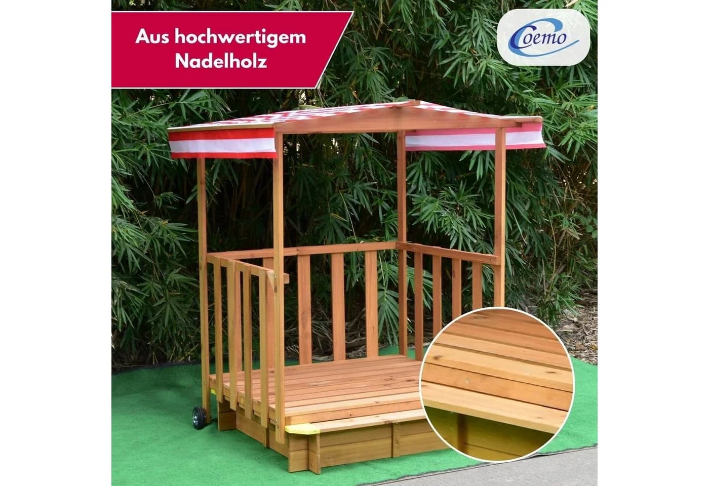 Coemo Spielhaus mit Sandkasten Buddelkiste für Kinder - Bild 2