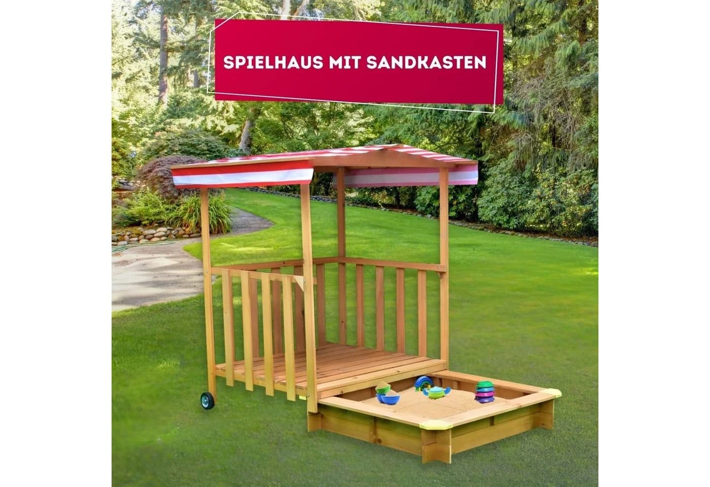 Coemo Spielhaus mit Sandkasten Buddelkiste für Kinder - Bild 4