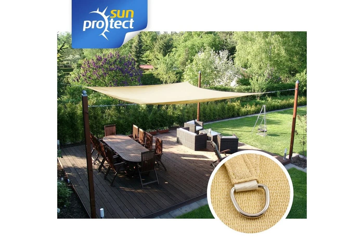 sunprotect Sonnensegel 4x2,5m Rechteck Beige UV-Schutz