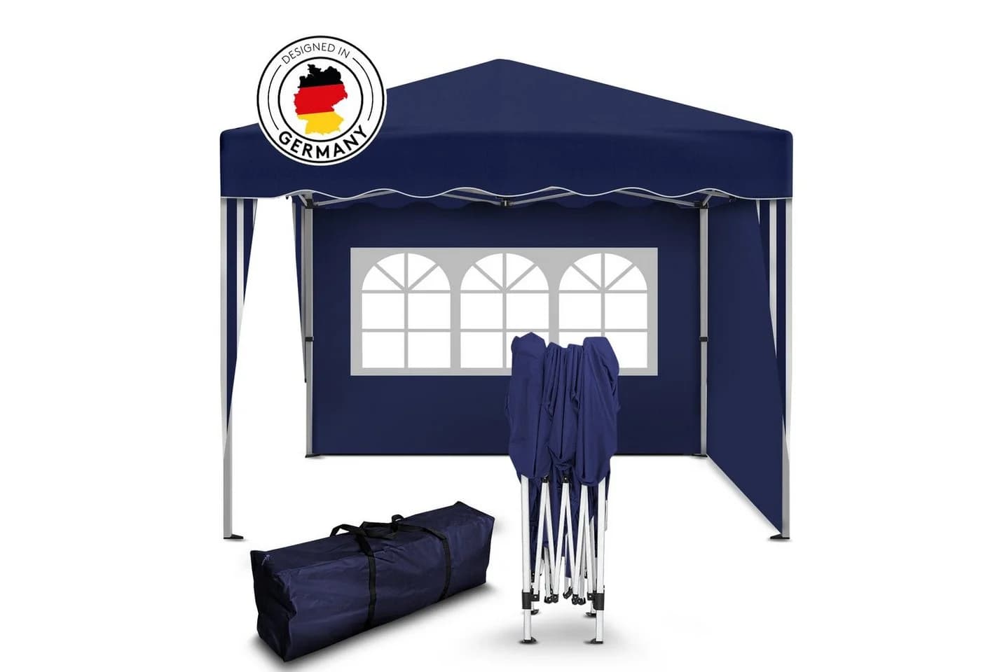 Kronenburg Faltpavillon 3x3 m Blau Wasserdicht mit Seitenteilen - Bild 2