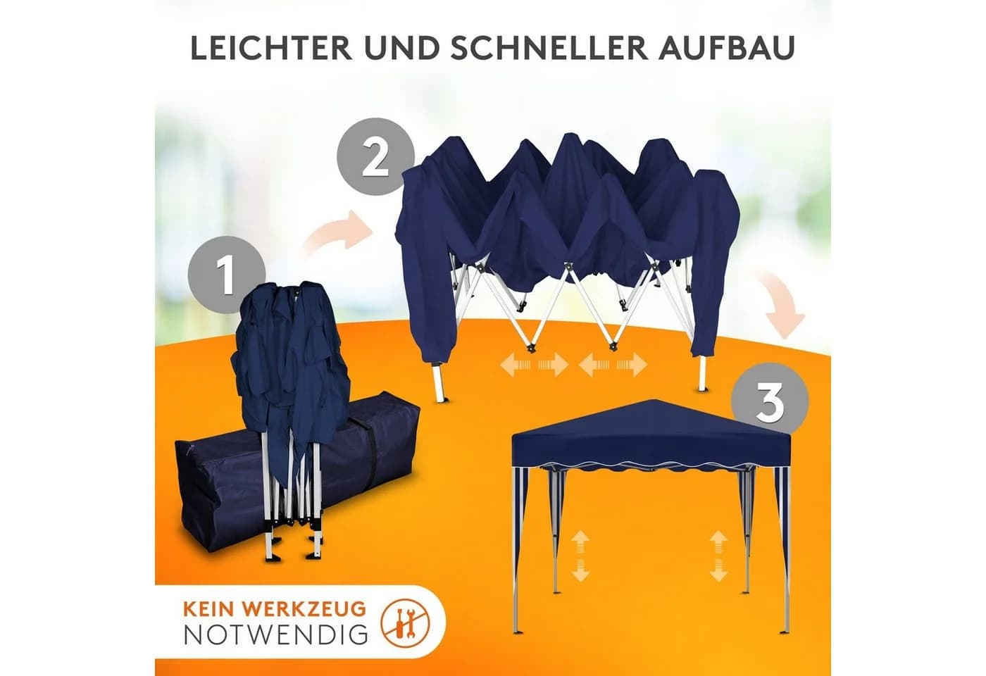 Kronenburg Faltpavillon 3x3 m Blau Wasserdicht mit Seitenteilen - Bild 3