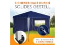 Kronenburg Faltpavillon 3x3 m Blau Wasserdicht mit Seitenteilen Bild 5