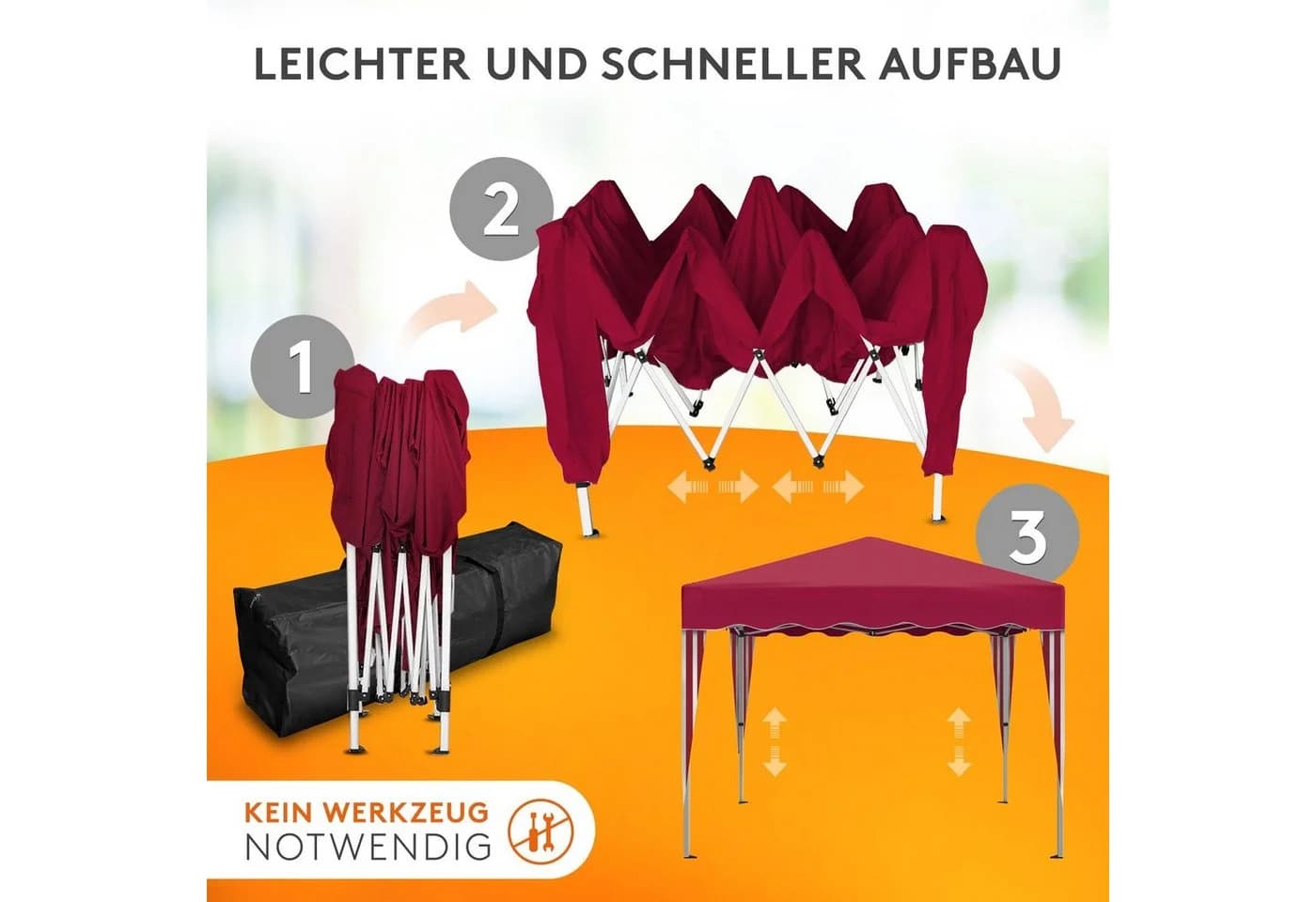 Kronenburg Faltpavillon 3x3 m Rot - Wasserdicht & UV-Schutz - Bild 3