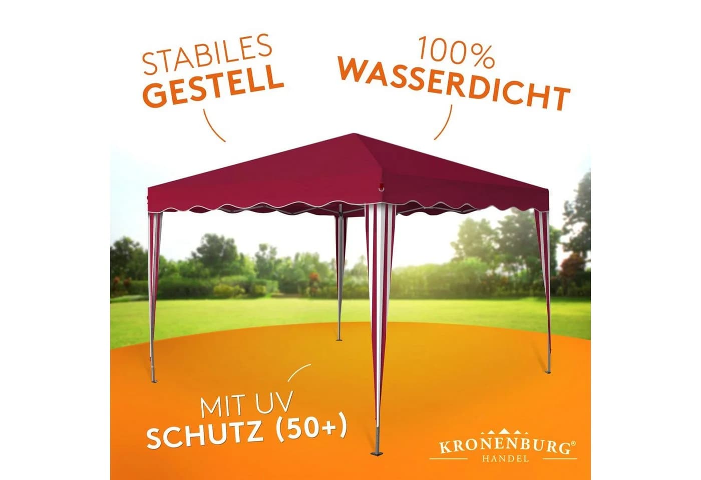 Kronenburg Faltpavillon 3x3 m Rot - Wasserdicht & UV-Schutz - Bild 4