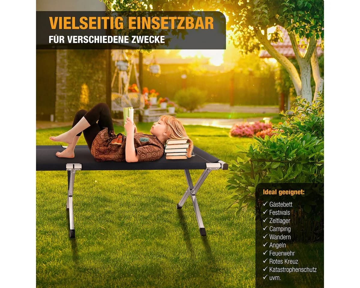 Kronenburg Faltbett XXL Campingbett klappbar Schwarz - Bild 5