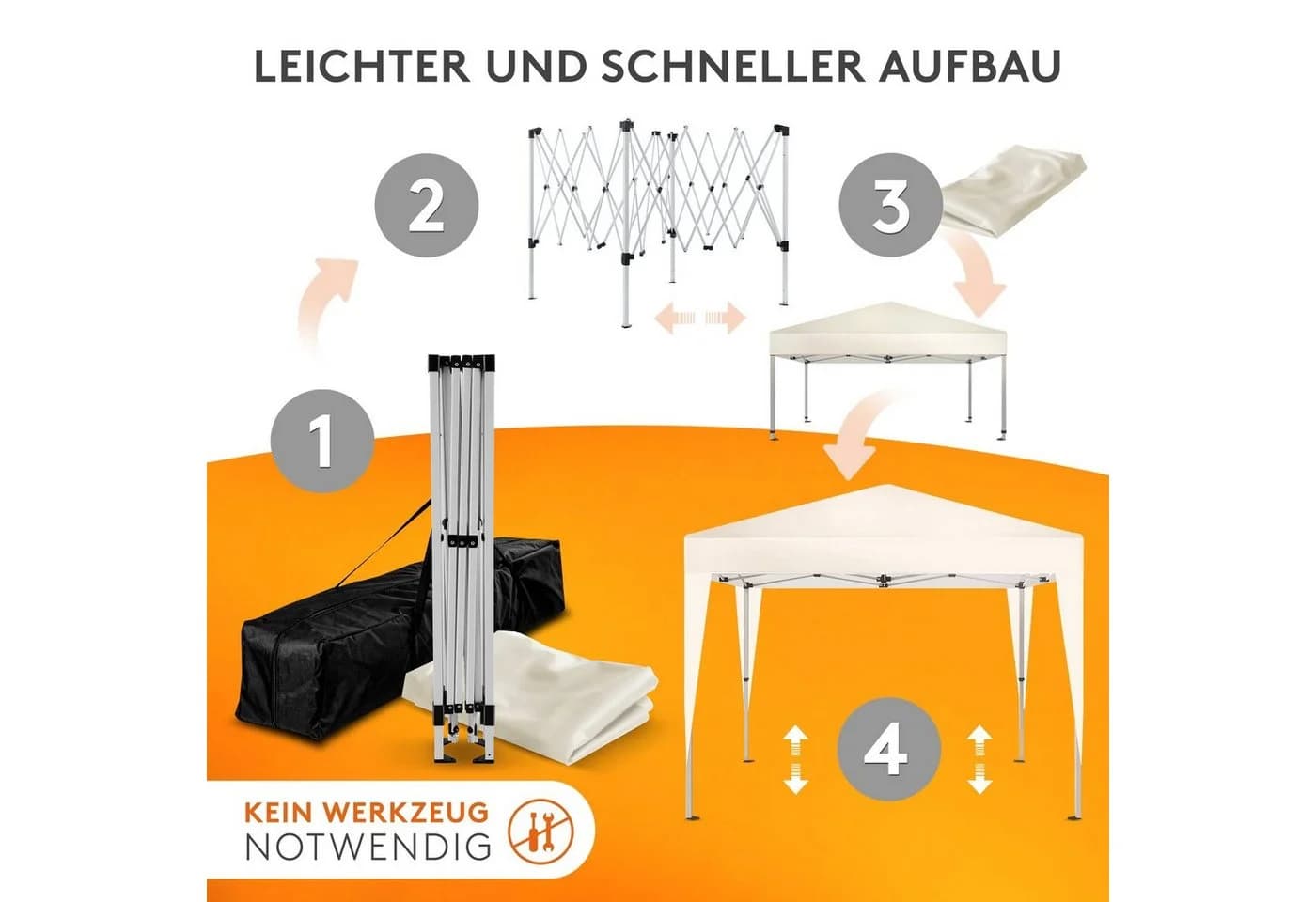 Kronenburg Faltpavillon 2x2 m Blau Wasserdicht UV-Schutz - Bild 3