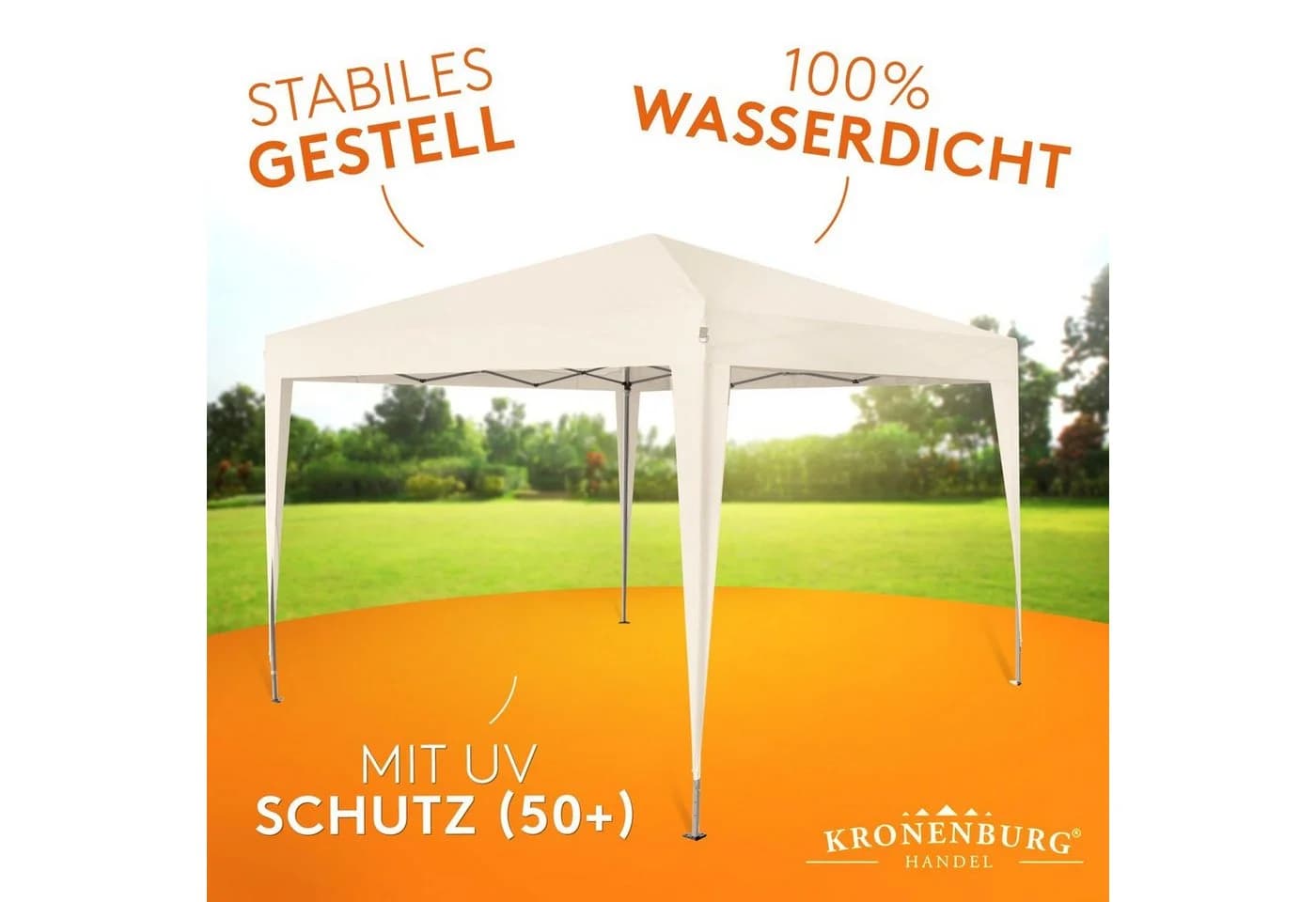 Kronenburg Faltpavillon 2x2 m Blau Wasserdicht UV-Schutz - Bild 4