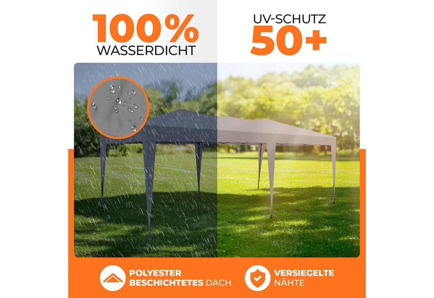 Kronenburg Partyzelt 3x6m wasserdicht Gartenpavillon - Bild 3