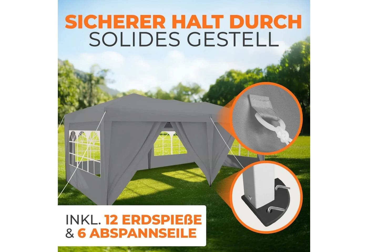 Kronenburg Partyzelt 3x6m wasserdicht Gartenpavillon - Bild 5