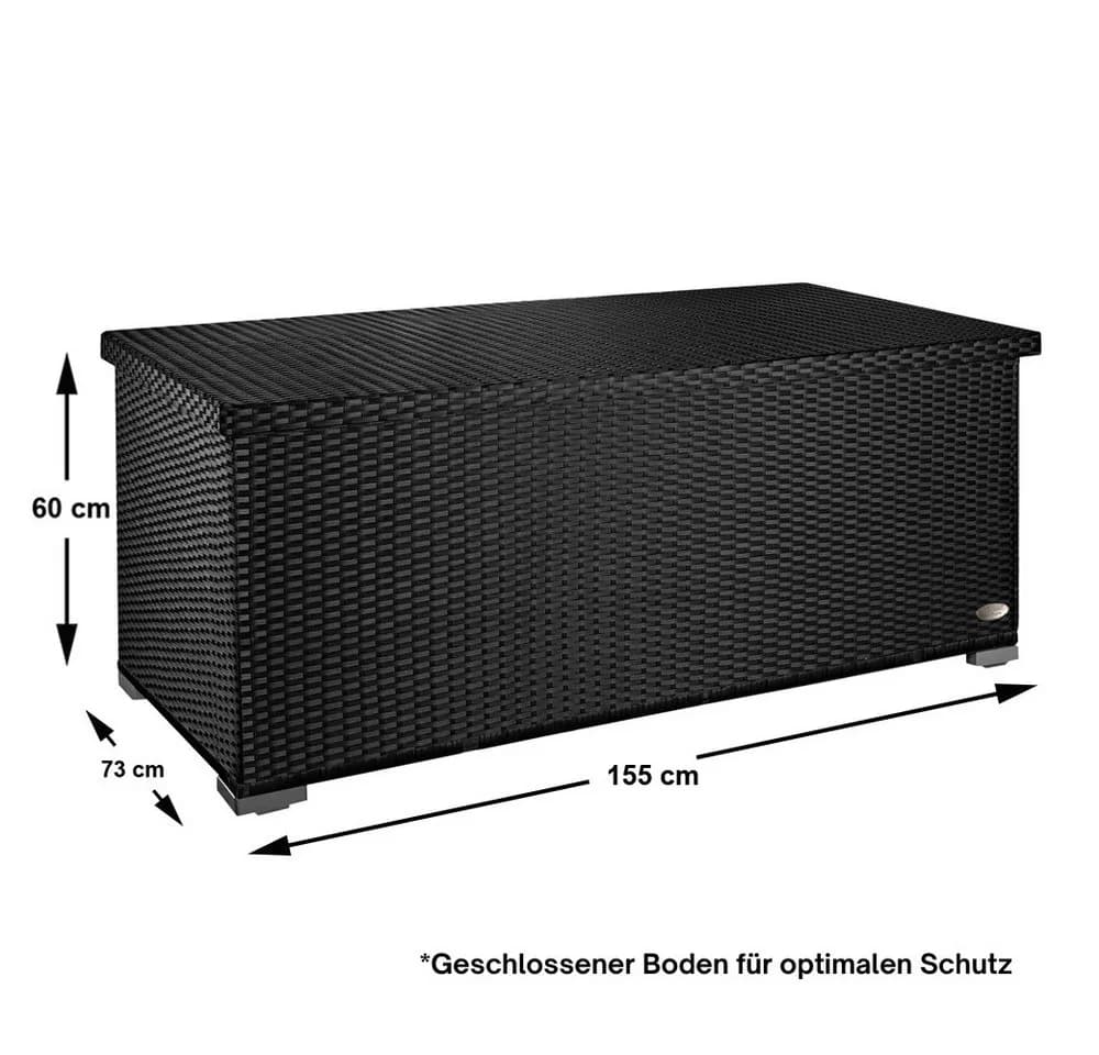 RS Trade Auflagenbox Sienna Schwarz Poly Rattan Aluminium - Bild 5