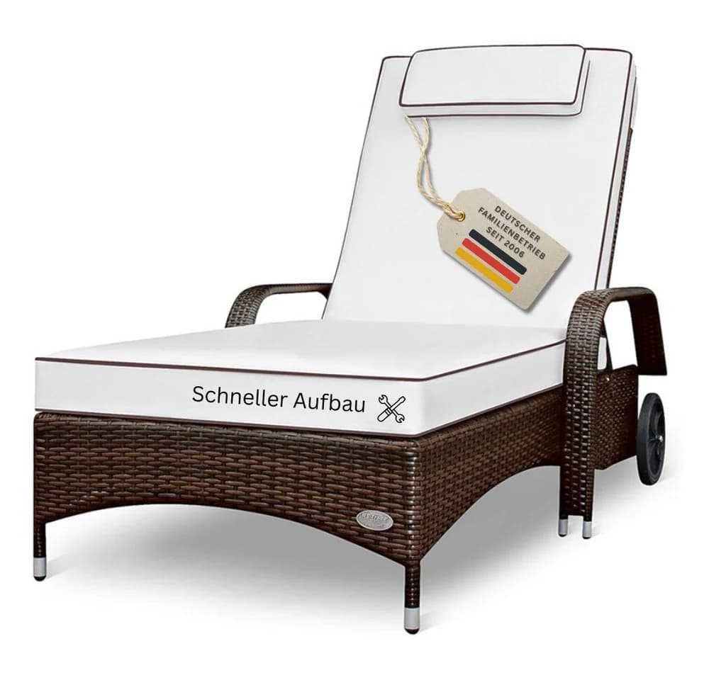 RS Trade Gartenliege Imola Poly Rattan Braun mit verstellbarer Rückenlehne - Bild 2