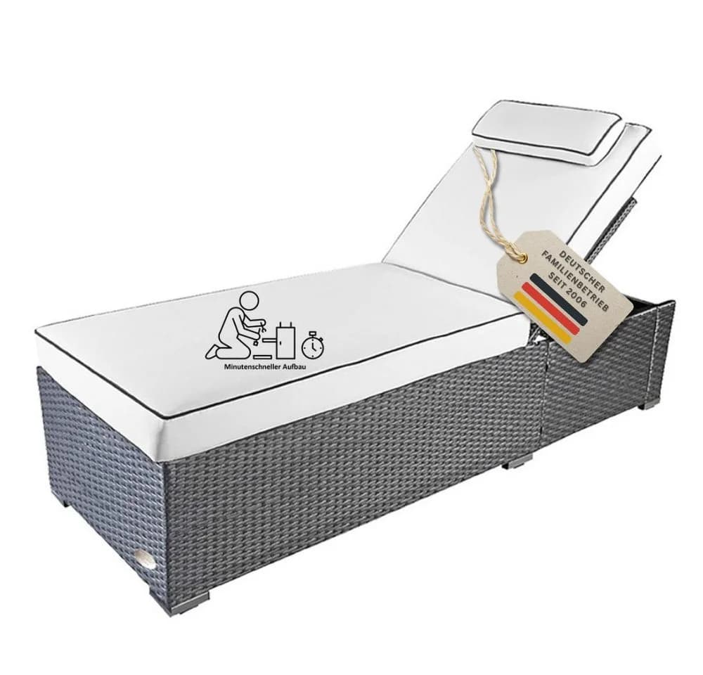 RS Trade Gartenliege Verona High Silber/Grau Poly Rattan - Bild 2