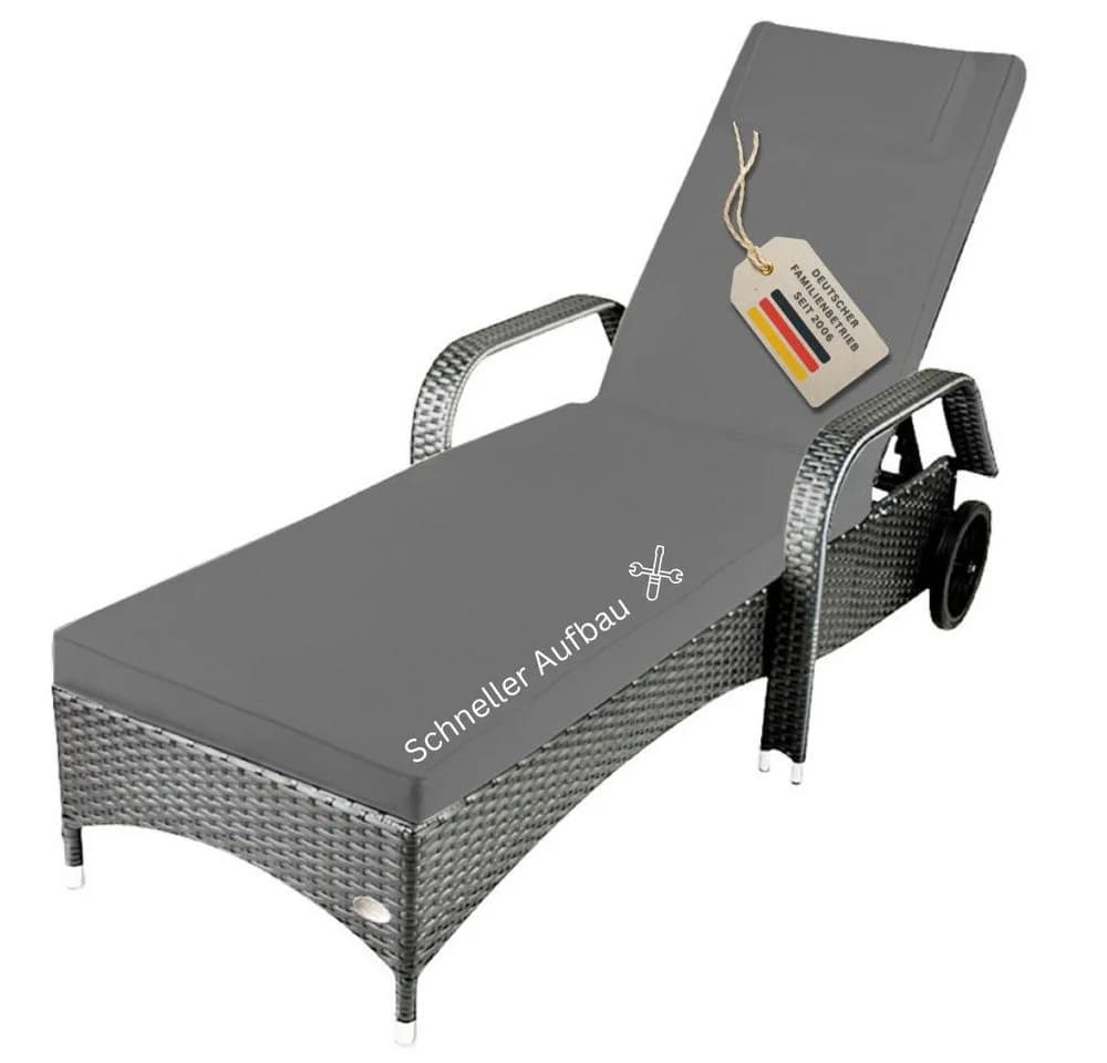 RS Trade Gartenliege Toscana Silber/Grau Poly Rattan - Bild 2