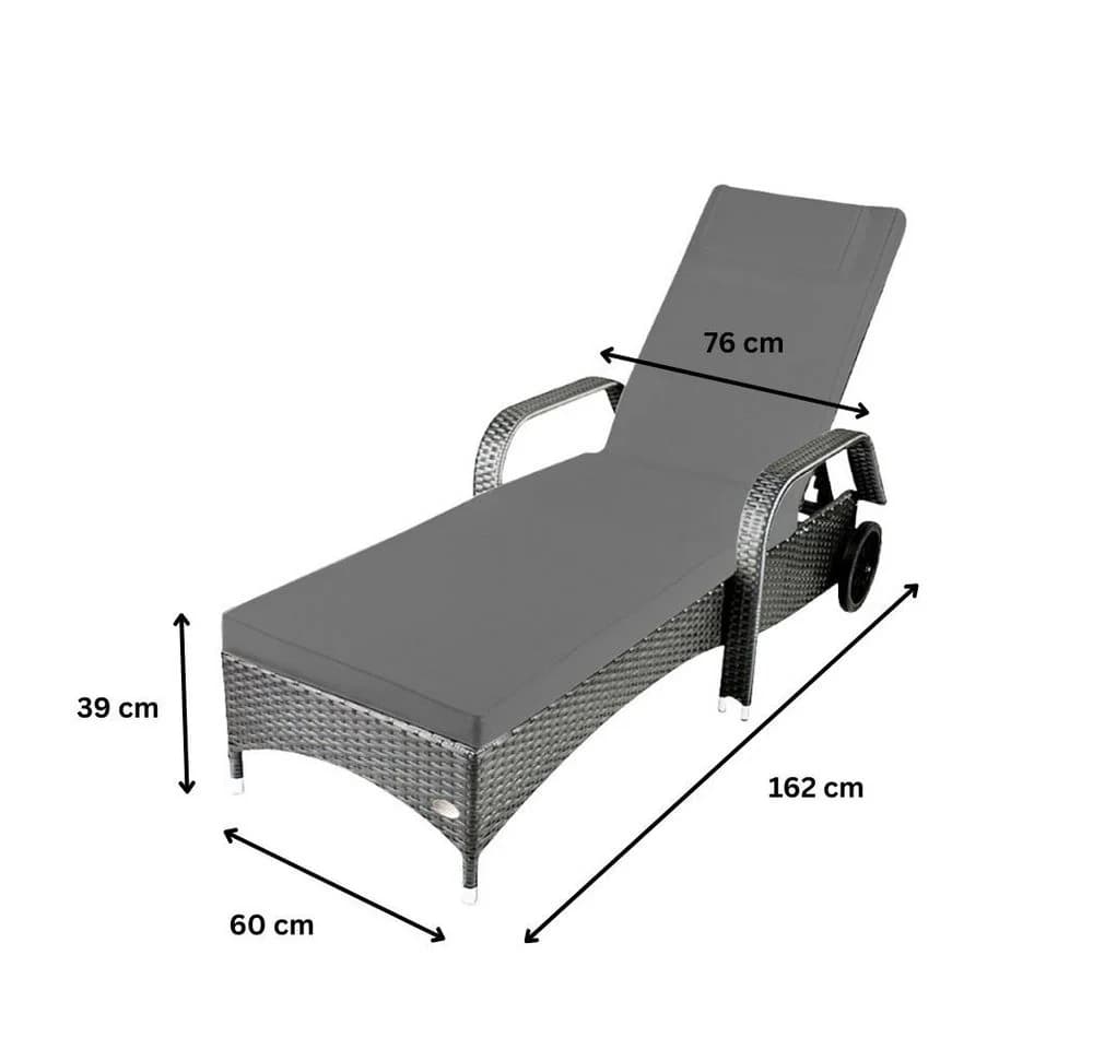 RS Trade Gartenliege Toscana Silber/Grau Poly Rattan - Bild 4